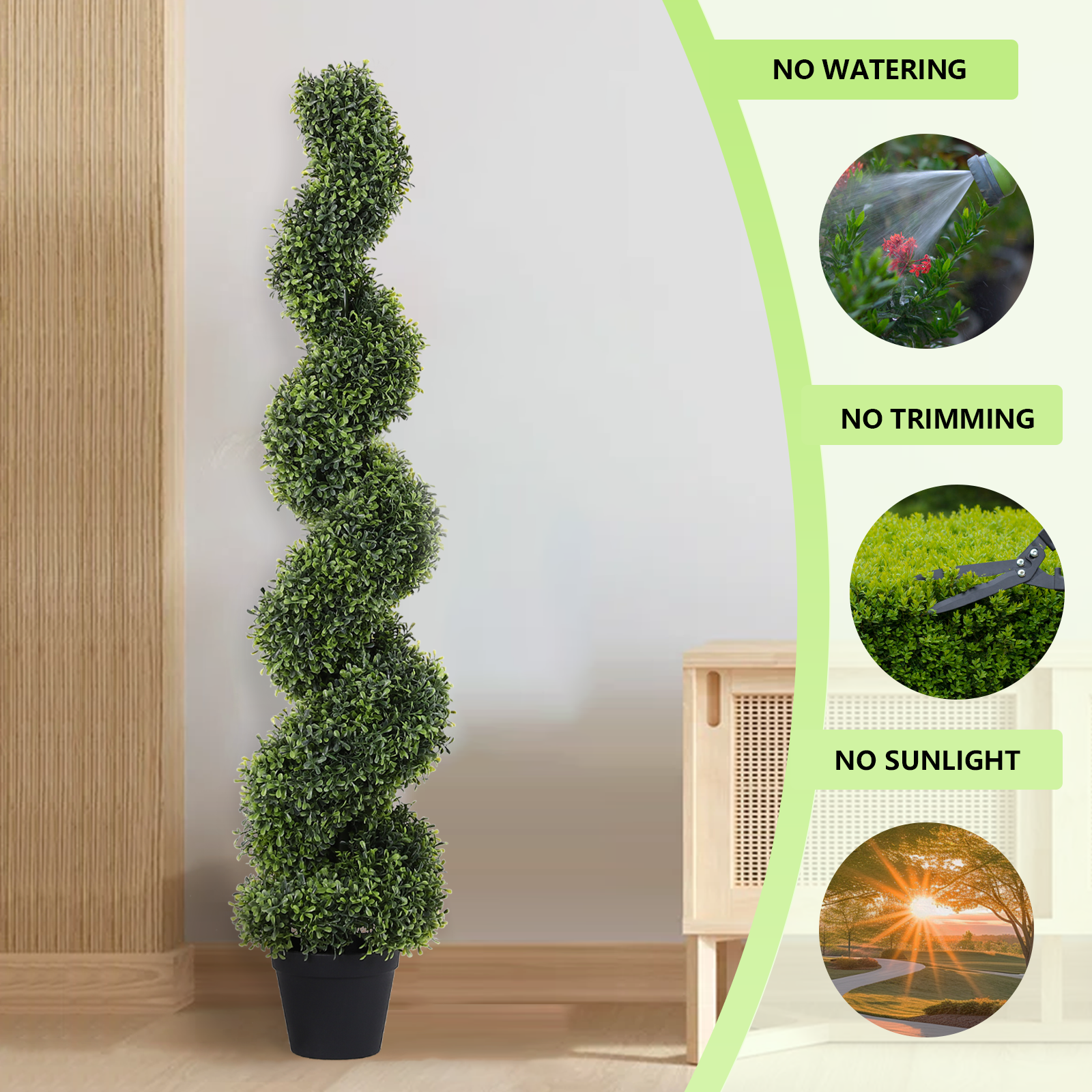 Topiary Tree Faked Potted Plants Wholesale Garden Decorative Artificial Spiral Tree Artificial Bonsai 2Pcs Set Green Plastic