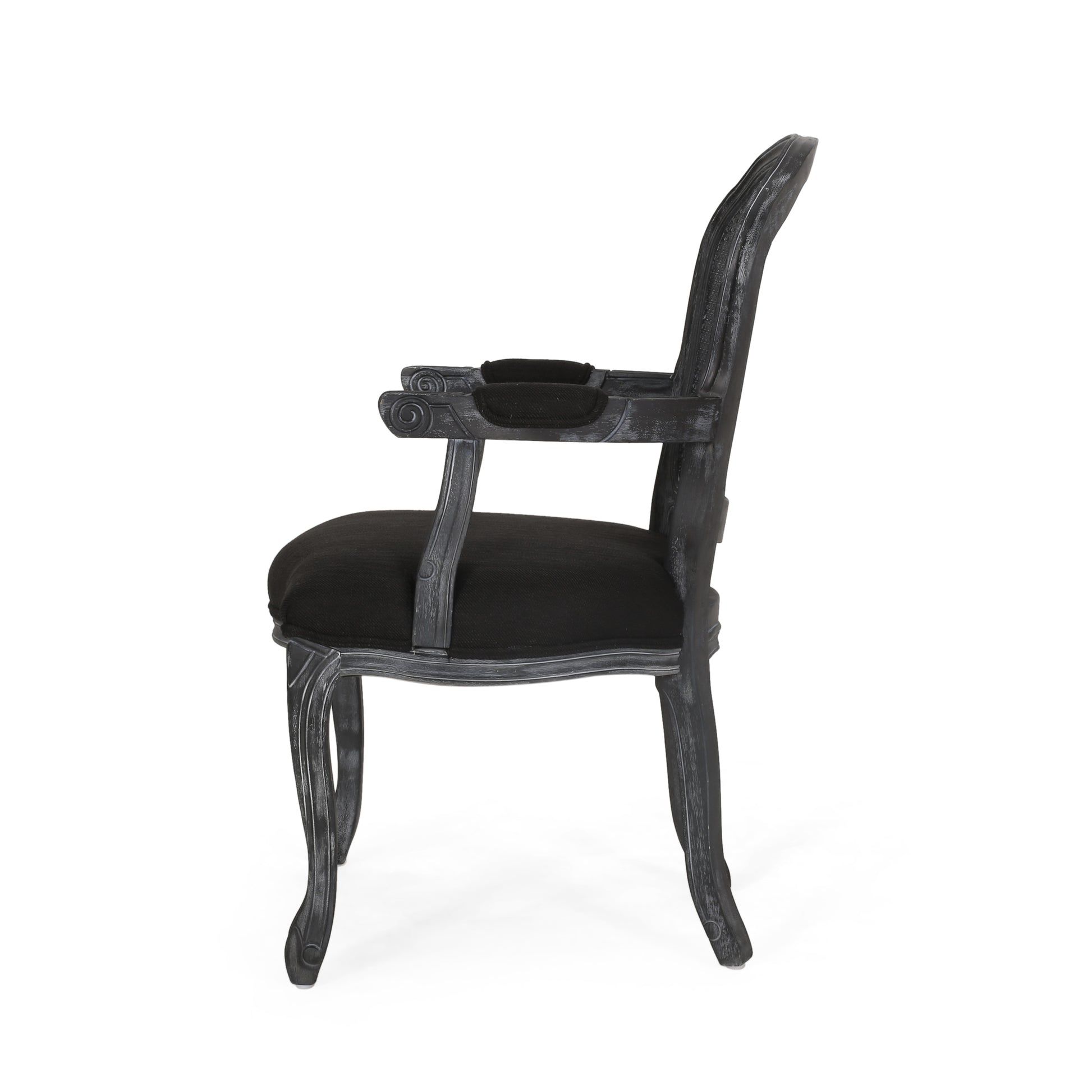 Dining Chair Black Wood Fabric