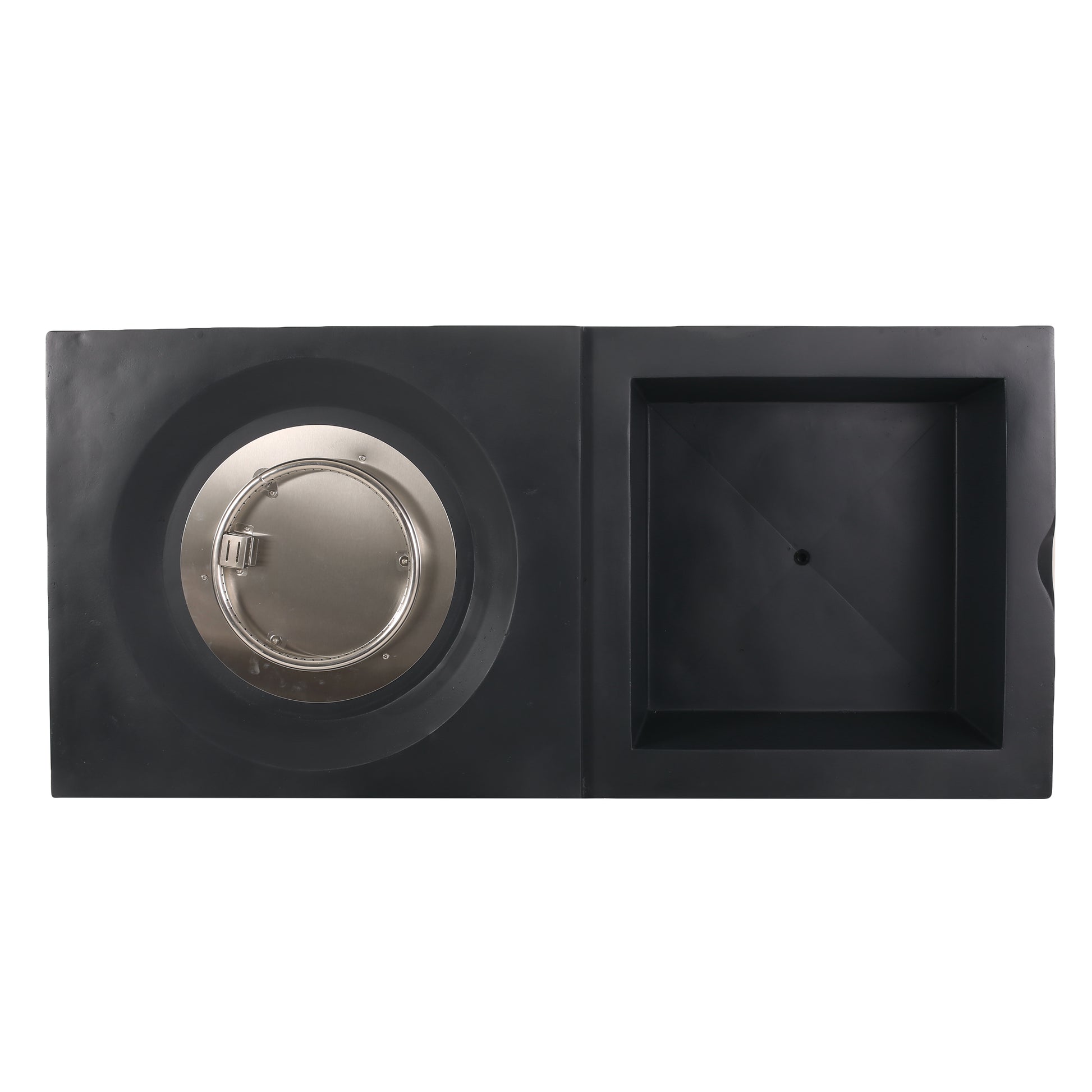 Outdoor 50,000 Btu Lightweight Concrete Rectangular Fire Pit Table With Storage, Dark Gray And Natural Brown Tank Cover Not Included Dark Gray,Natural Wood Garden & Outdoor Magnesium Oxide