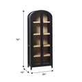 Modern 5 Shelf Arched Tall Bookcase With Glass Doors Black Black Mdf Mdf