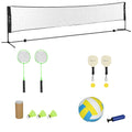 Soozier 17Ft Portable All In One Badminton Set, Pickleball And Volleyball Net, Height Adjustable Outdoor Sports Set For Backyard Beach Driveway Games Black Plastic