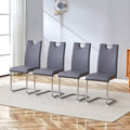 Dining Table Set For 4 6, 5 Piece Dining Table Set, Faux Wood Table Top And Modern Design Mdf Base With 4 Pu Leather Ergonomic Dining Chairs Metal Grey Modern Mdf Metal