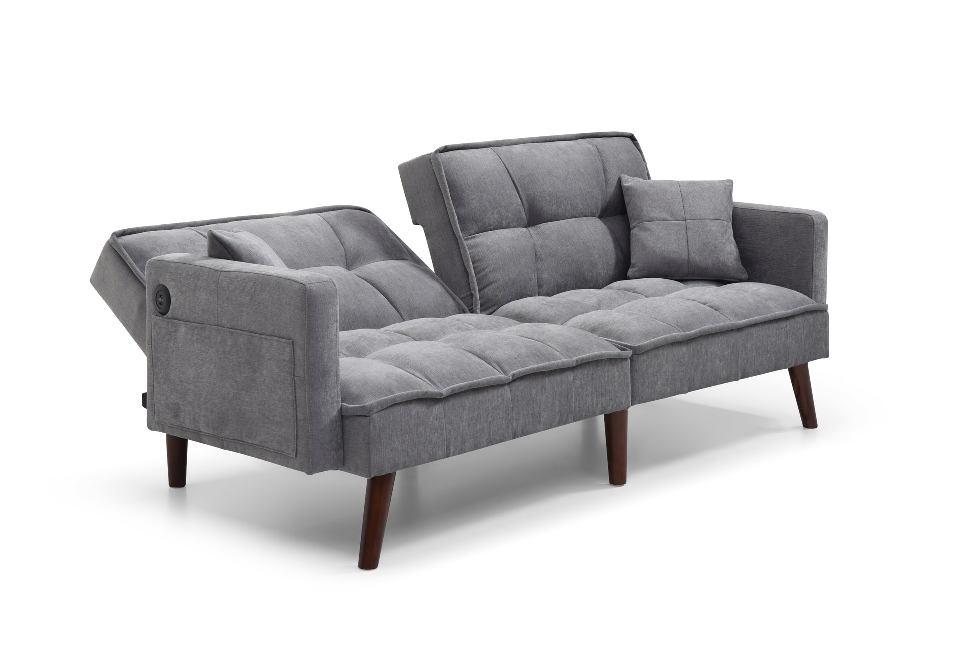 Sofa Bed Sleeper, Large Size, Usb Charging Port, Chenille Fabric Folding Futon Recliner For Living Room Furniture Apartment Bedroom Office Small Spaces Dark Gray Brown Chenille Wood Primary Living Space Medium Soft Tufted Back Modern Rubberwood Square