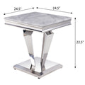 Light Grey And Silver End Table Light Grey Gray Contemporary,Traditional Square Artificial Marble