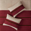 7 Pc Pieced Faux Suede Comforter Set Red Queen Queen Red Polyester