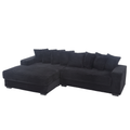 Arrived Oversized Two Piece Couches, L Shaped Sofa, Corduroy, Left Chaise Daybed,With Armrests,Eight Throw Pillows,Corner Sofa,Easy To Assemble, Black Black Polyester Wood Primary Living Space