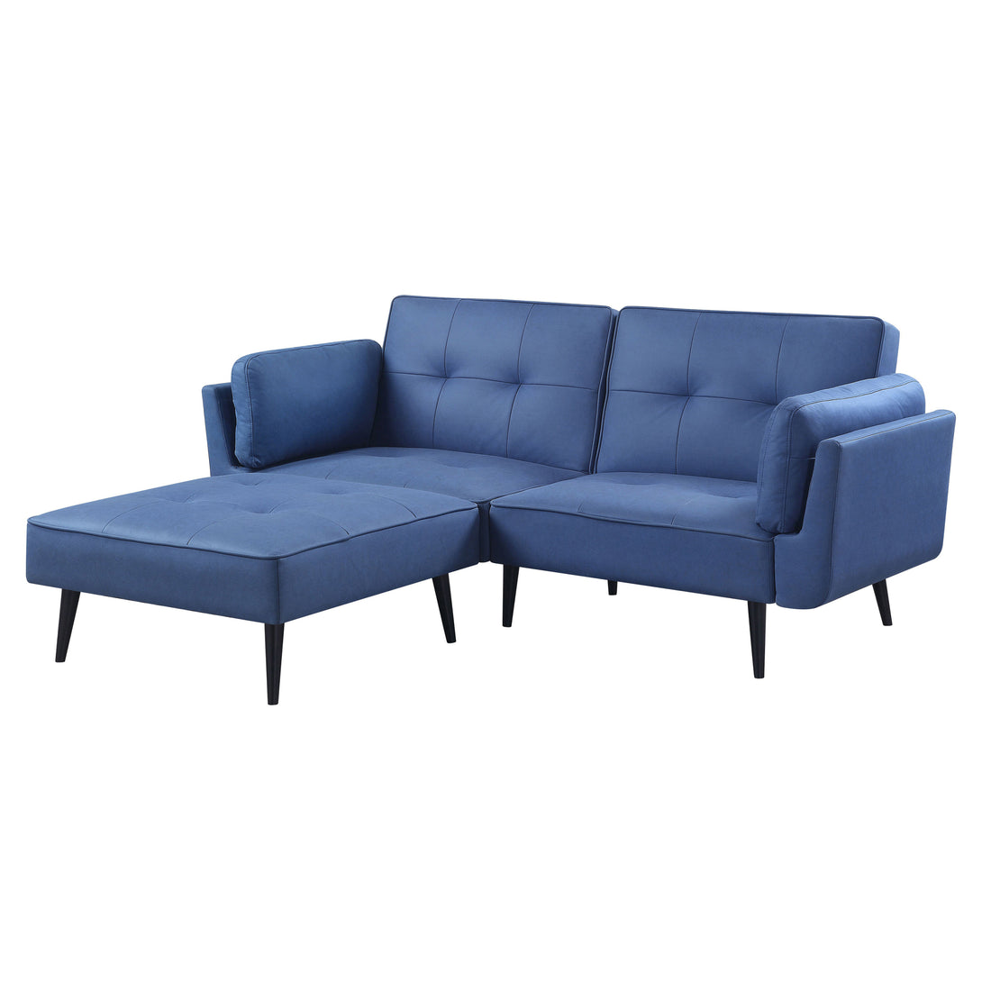 Blue Adjustable Sofa With Ottoman Blue Wood Primary Living Space Tight Back Modern Eucalyptus Flared Arms Wood Fabric 2 Seat