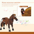 Qaba Sound Making Ride On Horse For Toddlers 3 5, With Neighing And Galloping Sound, Stuffed Animal Horse Toy For Kids With Padding, Soft Feel, Brown Brown Plush