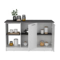 Juniper Kitchen Island With Large Top Surface, Double Door Cabinet, And Open Shelves Multi Particle Board