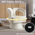 Coolmore 360 Degree Swivel Cuddle Barrel Accent Chairs, Round Armchairs With Wide Upholstered, Fluffy Fabric Chair For Living Room, Bedroom, Office, Waiting Rooms Beige Boucle Beige Foam Boucle
