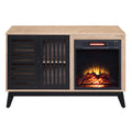 Oak And Espresso Fireplace With 1 Cabinet Electric Oak Primary Living Space Contemporary Poplar Wood