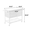 Outdoor Wicker Bar Cart, Patio Wine Serving Cart W Wheels, Rolling Rattan Beverage Bar Counter Table W Glass Top For Porch Backyard Garden Poolside Party, Brown No Brown Garden & Outdoor Steel