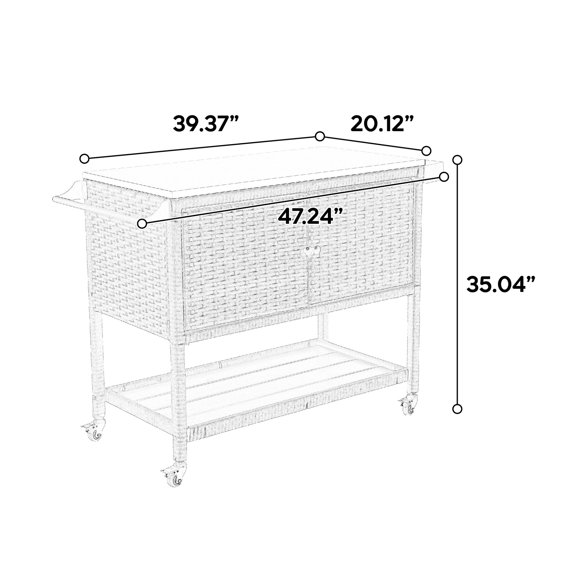 Outdoor Wicker Bar Cart, Patio Wine Serving Cart W Wheels, Rolling Rattan Beverage Bar Counter Table W Glass Top For Porch Backyard Garden Poolside Party, Brown No Brown Garden & Outdoor Steel