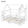 Wood Full Size House Bed With Guardrail And Led, White Box Spring Not Required Full White Wood Bedroom Solid Wood Mdf