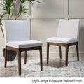 Dining Chair Set Of 2 Light Beige Fabric