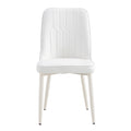 Table And Chair Set, Mdf Desktop, White Metal Table Legs, Stable And Beautiful, Suitable For Most Styles Of Home. Modern Simple Dining Table, Comfortable Seating. White Seats 4 Mdf