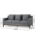 Mirod Comfy 3 Seat Sofa With Wooden Legs, Modern For Living Room And Study Charcoal Fabric 3 Seat