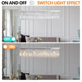 Modern Crystal Chandelier For Dining Room 8 Light White Rectangle Raindrop Chandelier Contemporary Rectangular Pendant Light Fixture For Kitchen Island Bar L39.4'' X W9.8'' X H8.7' Bulb Not Included Chrome Crystal Iron