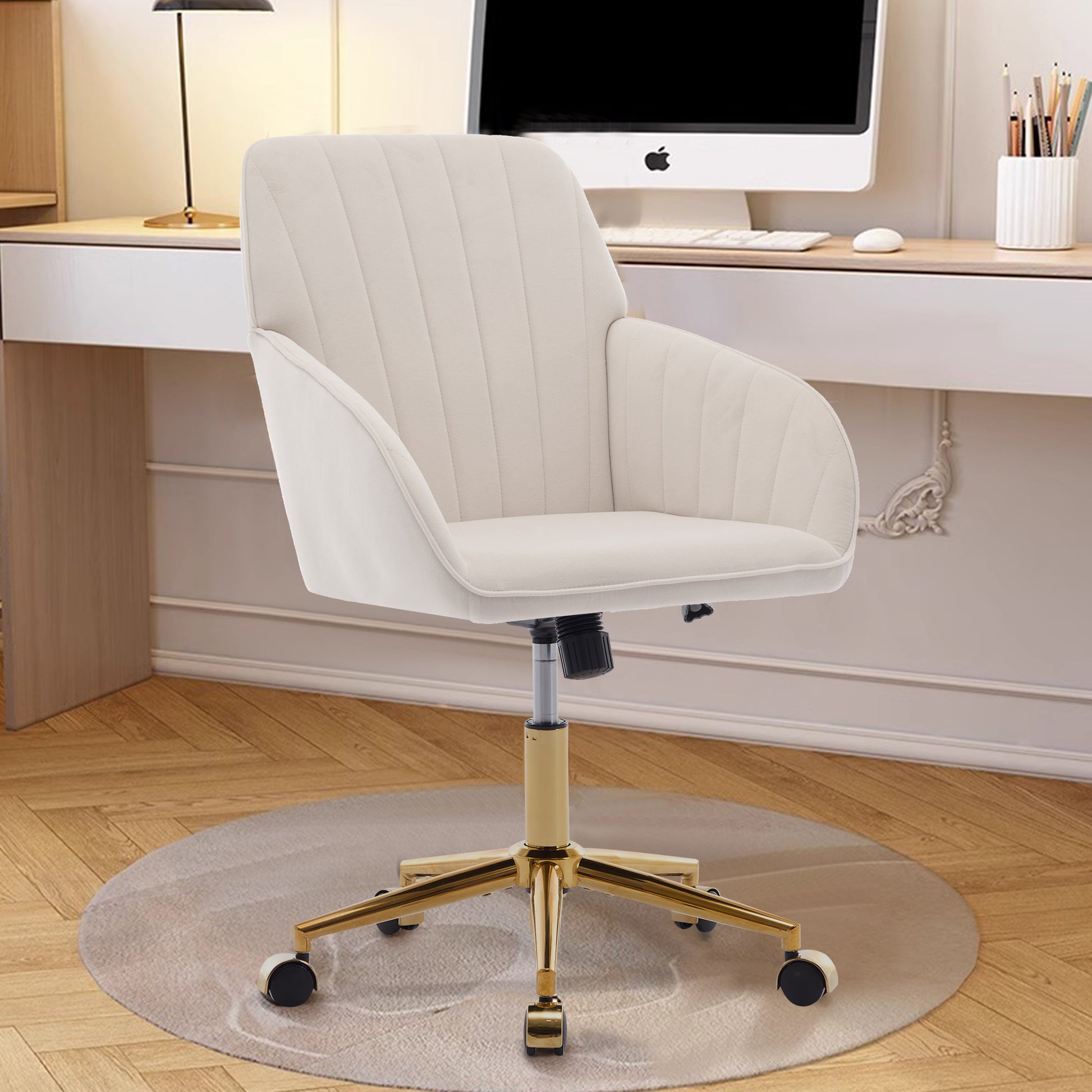 Ty Office Chair Beige Velvet