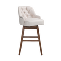 Coolmore Bar Stools Set Of 2 Counter Height Chairs With Footrest For Kitchen, Dining Room And 360 Degree Solid Wood Legs Swivel Bar Stools Set Of 2 Beige Linen Beige Foam Linen