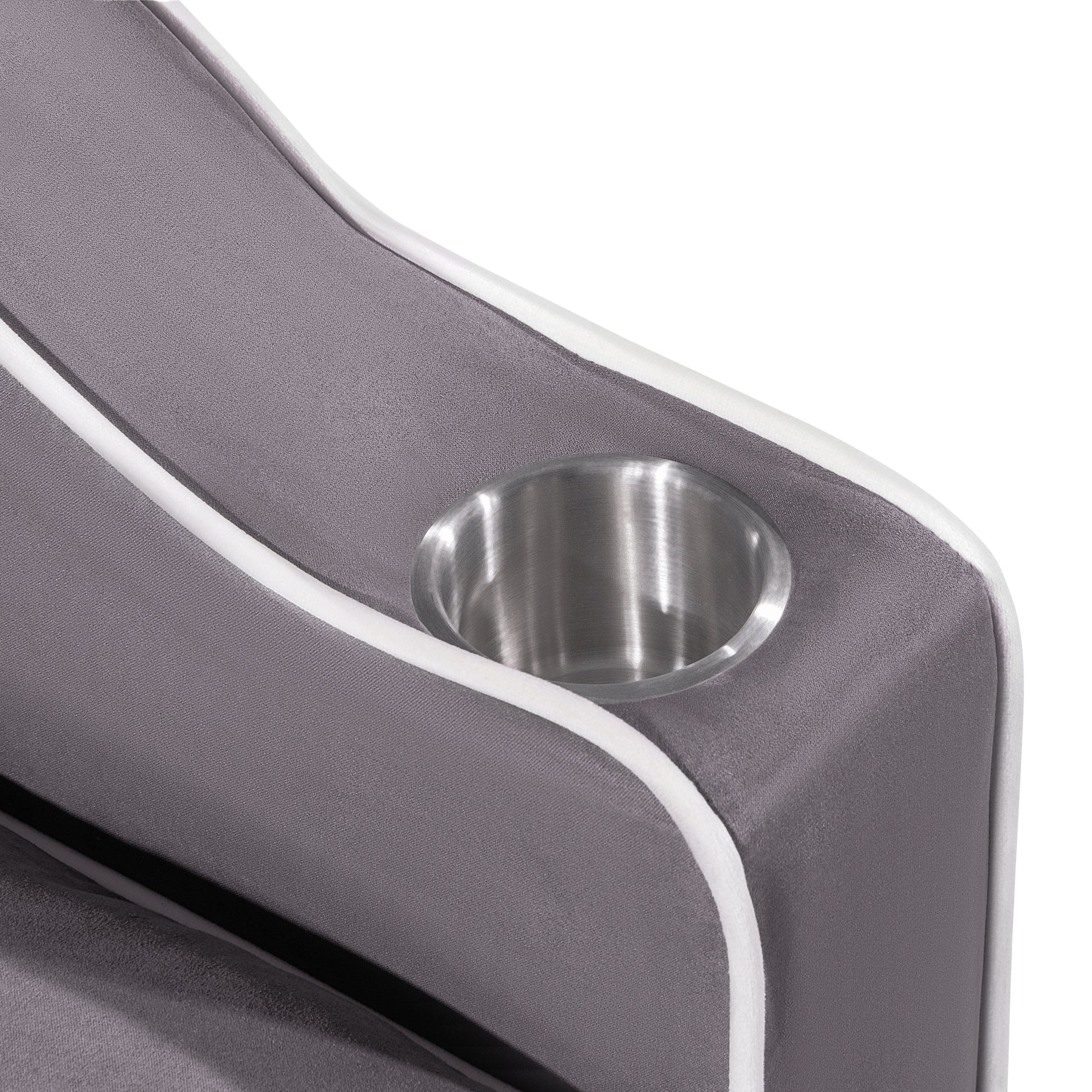 1 Multifunctional Foldable Sofa Bed In 3 Different Lengths, Modern Sofa, Upgraded Suede Fabric, Adjustable Backrest, With Usb Port, Ashtray, And Rotating Telephone Stand Gray Suede Plywood 2 Seat