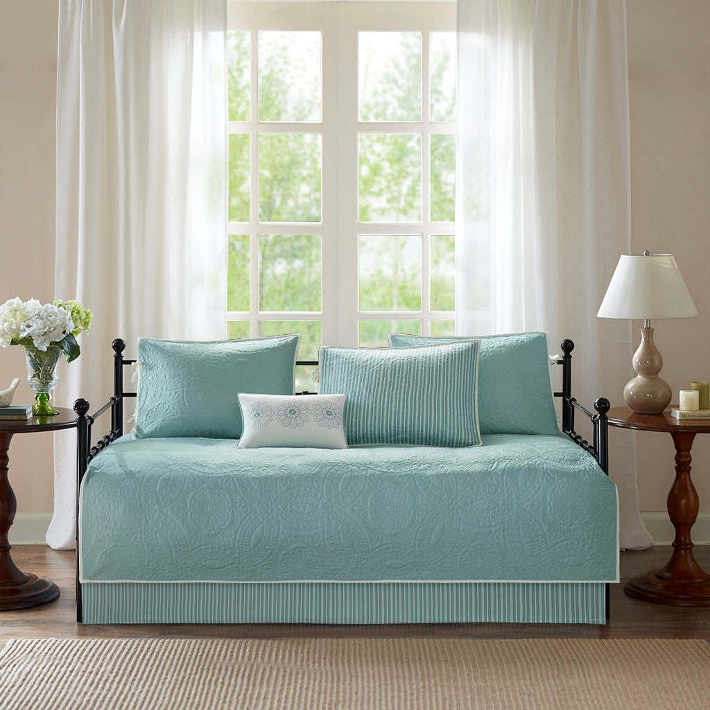 6 Piece Reversible Daybed Cover Set Blue Daybed Blue Cotton