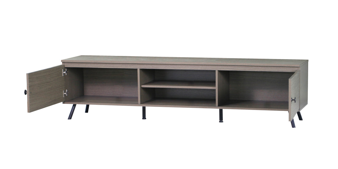 Tv Stand "Elegant Walnut Wood Grain Media Console And Tv Stand With Storage Versatile Modern Entertainment Center For Contemporary Living Room Supports Up To 75 Inch Tvs" Grey 70 79 Inches Solid Wood