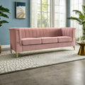 Fx P82 Pk Sofa Modern Designs Velvet Upholstered Living Room Sofa, 3 Seat Sofa Couch With Golden Metal Legs For Home, Apartment Or Office Pink Sofa Pink Velvet 3 Seat