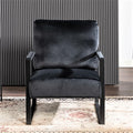 Classic Mid Century Modern Accent Chair With Durable Square Metal Frame, Armchair For Living Room, Bedroom, Home Office In Plush Velvet Upholstery, Black Black Velvet