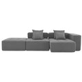 105.5'' L Shaped Modular Sectional Sofa,Minimalist Corduroy Floor Couch Set,Convertible Foam Filled Cloud Couch For Living Room,3 Pc Free Combination,No Assembly Required,3 Colors Gray Corduroy 4 Seat