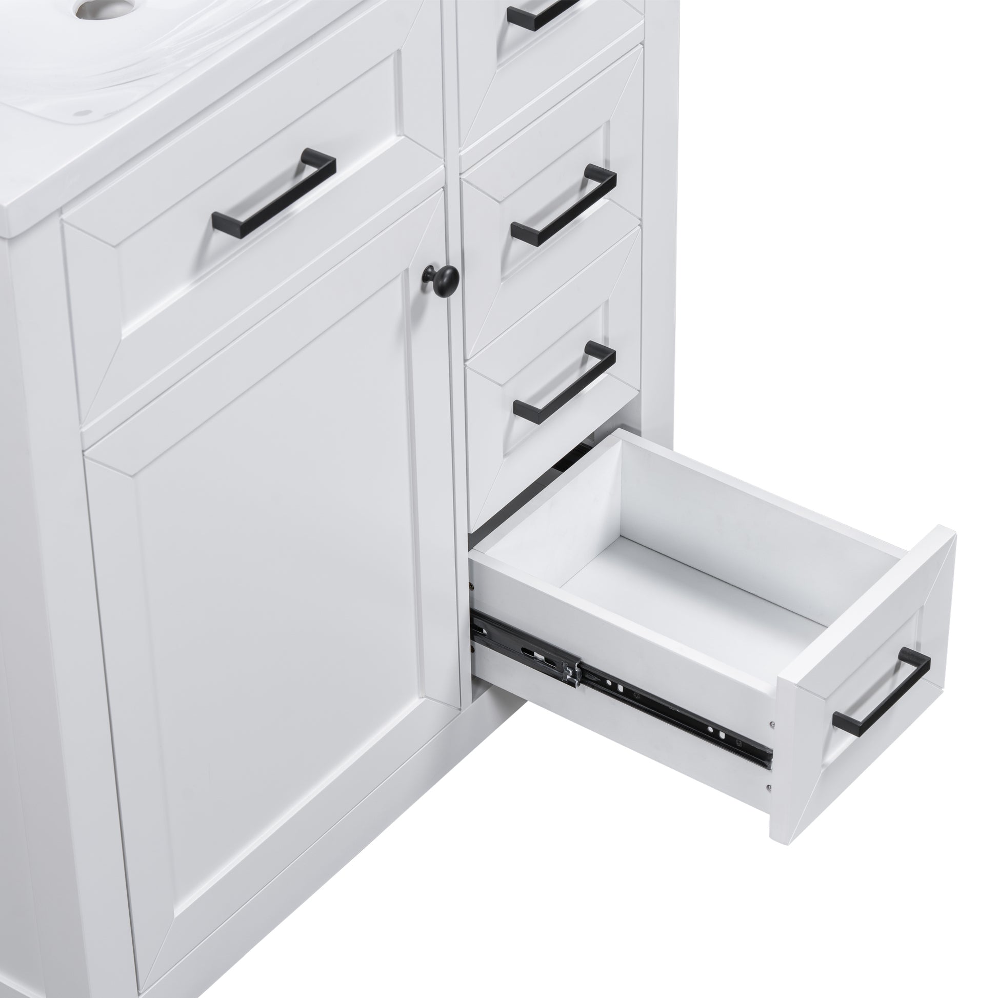 30" Bathroom Vanity With Sink Combo, White Bathroom Cabinet With Drawers, Solid Frame And Mdf Board White Solid Wood Mdf