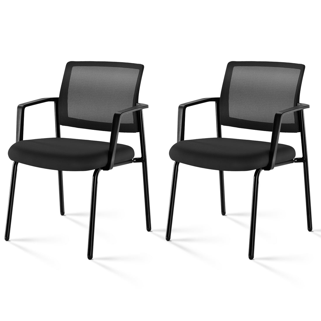 Mesh Back Stacking Arm Chairsupholstered Fabric Stacking Chairs, Sturdy Metal Stacking Chairs,Black, 2 Pack Black Abs