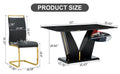 Table And Chair Set,Modern Minimalist Rectangular Dining Table, 0.4 Inch Thick, With A Black Imitation Marble Pattern Glass Desktop And Black Mdf Legs. Comfortable Pu Seats,Perfect For Dinner, Meet Black Seats 4 Mdf Glass
