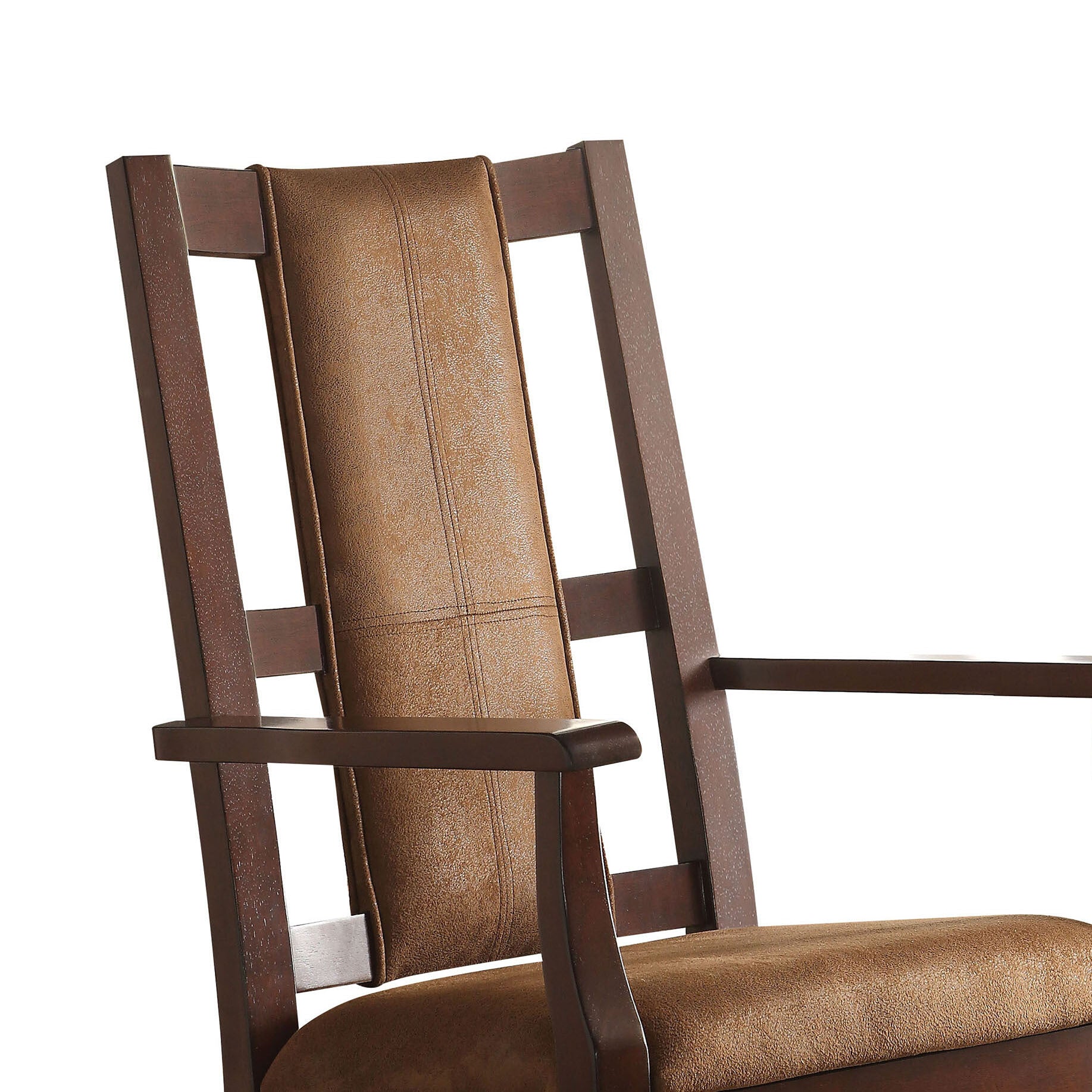 Brown And Espresso Rocking Chair With Padded Seat Cushion Solid Brown,Espresso Primary Living Space Foam Rocking Chairs Solid Back Wood Fabric