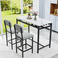 Kitchen Table Set, Dining Table And Chairs For 2, 3 Piece Dining Room Table Set With 2 Upholstered Chairs, Bar Dining Table Set For Small Spaces, Apartment, Breakfast, Pub, Rustic Black Gray Seats 2 Mdf