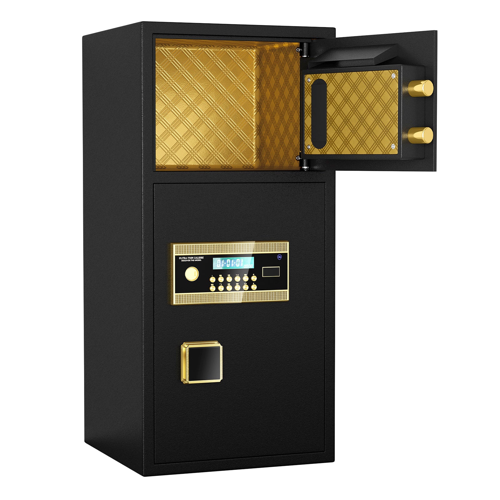 Large Double Door Coin Operated Safe,Digital Security Safe With Fireproof And Waterproof Bag,5.0 Cubic Feet Safe Box With Hidden Code Function For Home,Office And Hotel Black Steel