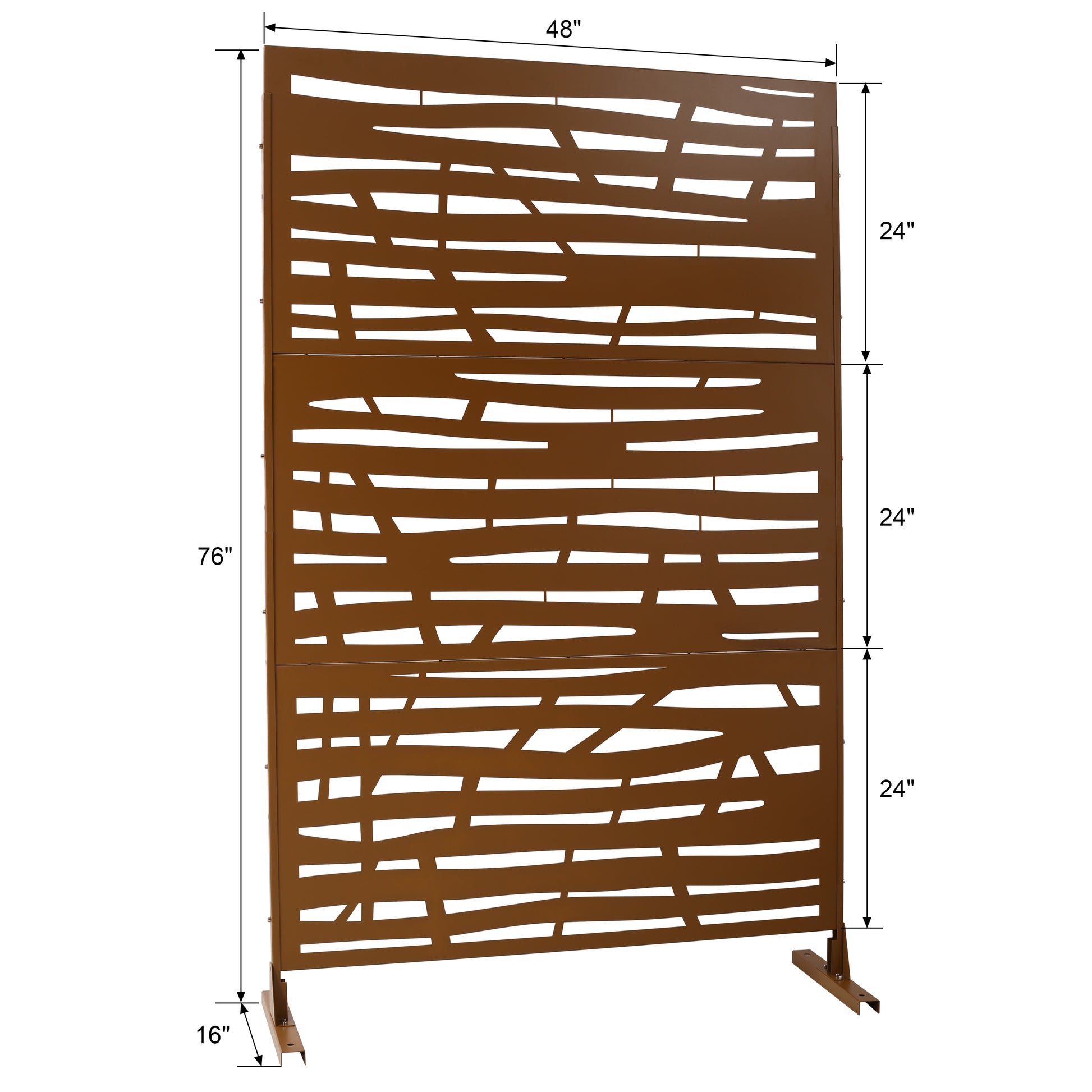 Outdoor & Indoor Privacy Screen Metal Privacy Screen 76" H 48" W, Freestanding Decorative Privacy Screen For Deck Balcony Patio, Privacy Fence Panels For Outside Lawn Garden Ps109 Brown Brown Steel