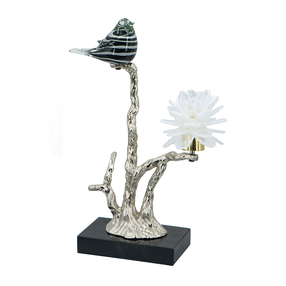 Aluminum Candle Holder With Marble Stand, 8X5X15" Multicolor Aluminium