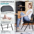 Folding Chair 2 Pack, Leather Padded Folding Chairs, Sturdy Metal Foldable Chairs, For Home, Office, Party, Black 4 Pack Black Stainless Steel