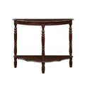 42'' Retro Circular Curved Half Moon Console Table With Cloud Design Top And Open Shelf Solid Wood Frame And Legs, Light Espresso Light Espresso Retro Pine