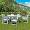 Patio Dining Chair With Armset Set Of 2, Pure White With Imitation Wood Grain Wexture,Hips Material White Hdpe