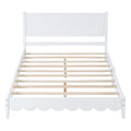 Full Size Wood Platform Bed Frame, Retro Style Bed With Rectangular Headboard,No Need Box Spring,White Full White Wood