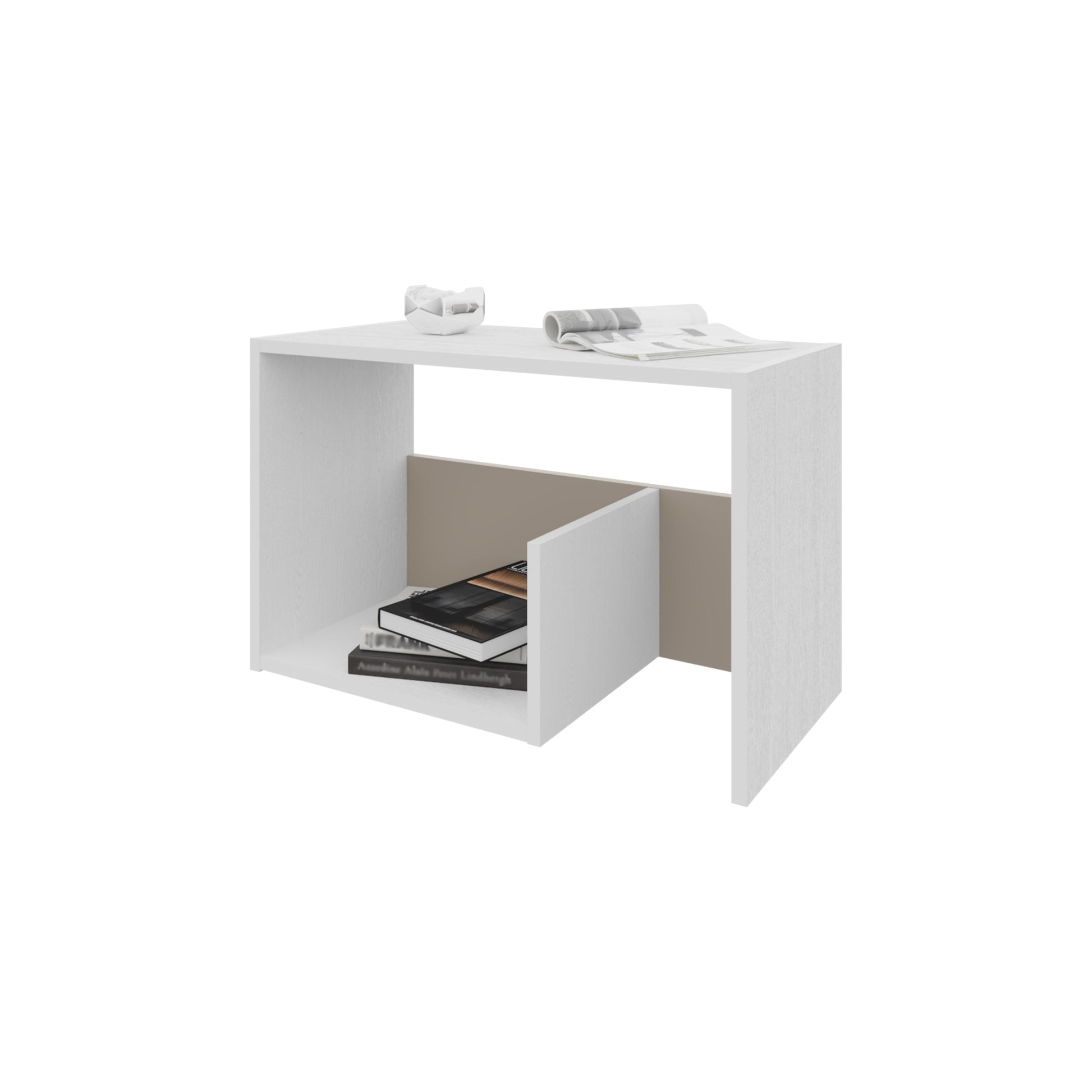 Vega Side Table In Melamine With Open Storage, White White Primary Living Space Modern Particle Board Melamine