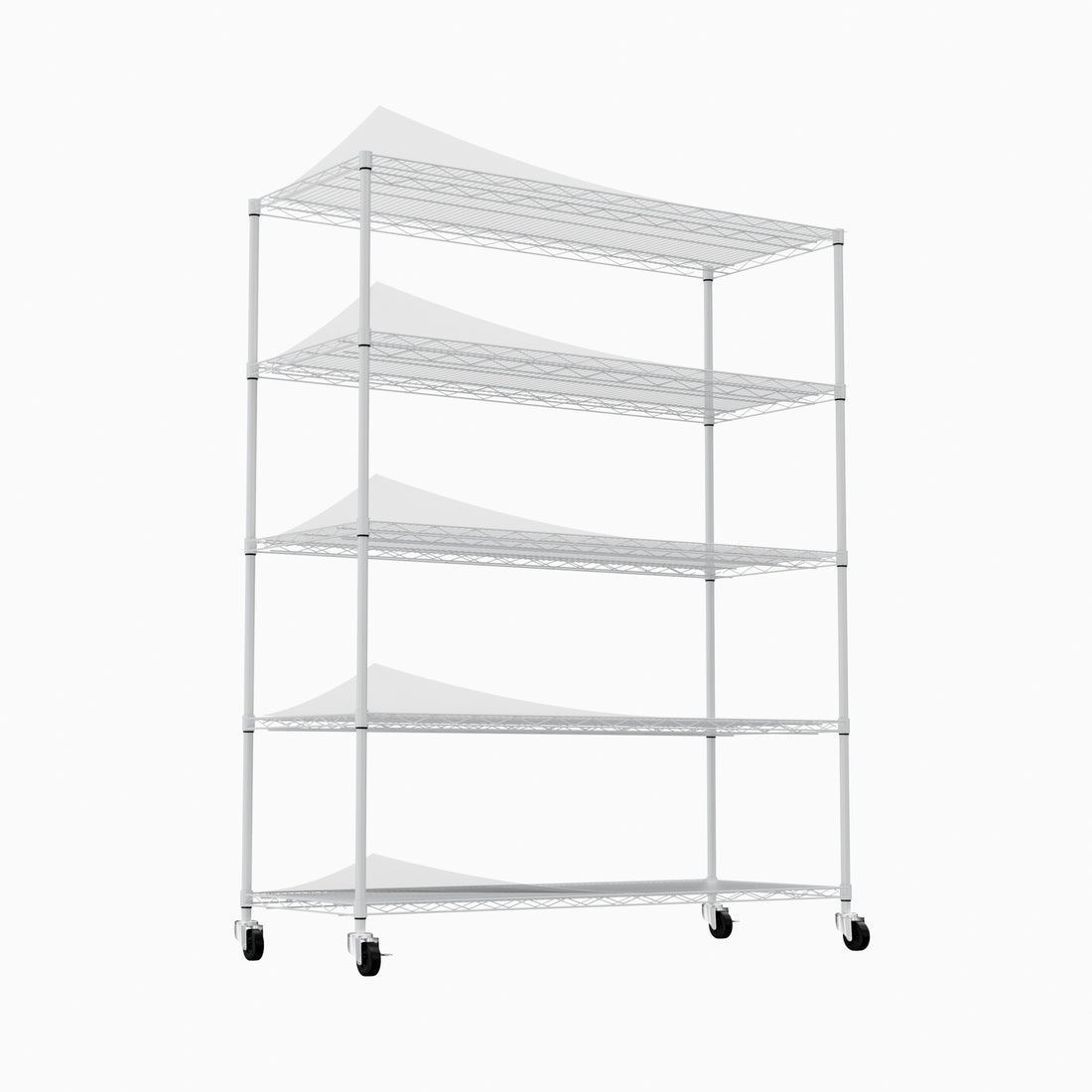 5 Tier Heavy Duty Adjustable Shelving And Racking, 300 Lbs. Per Wire Shelf, With Wheels And Shelf Liners, For Warehouses, Supermarkets, Kitchens, Etc. 59.45 "L 24.02 "W 71.65 "H,White White Steel