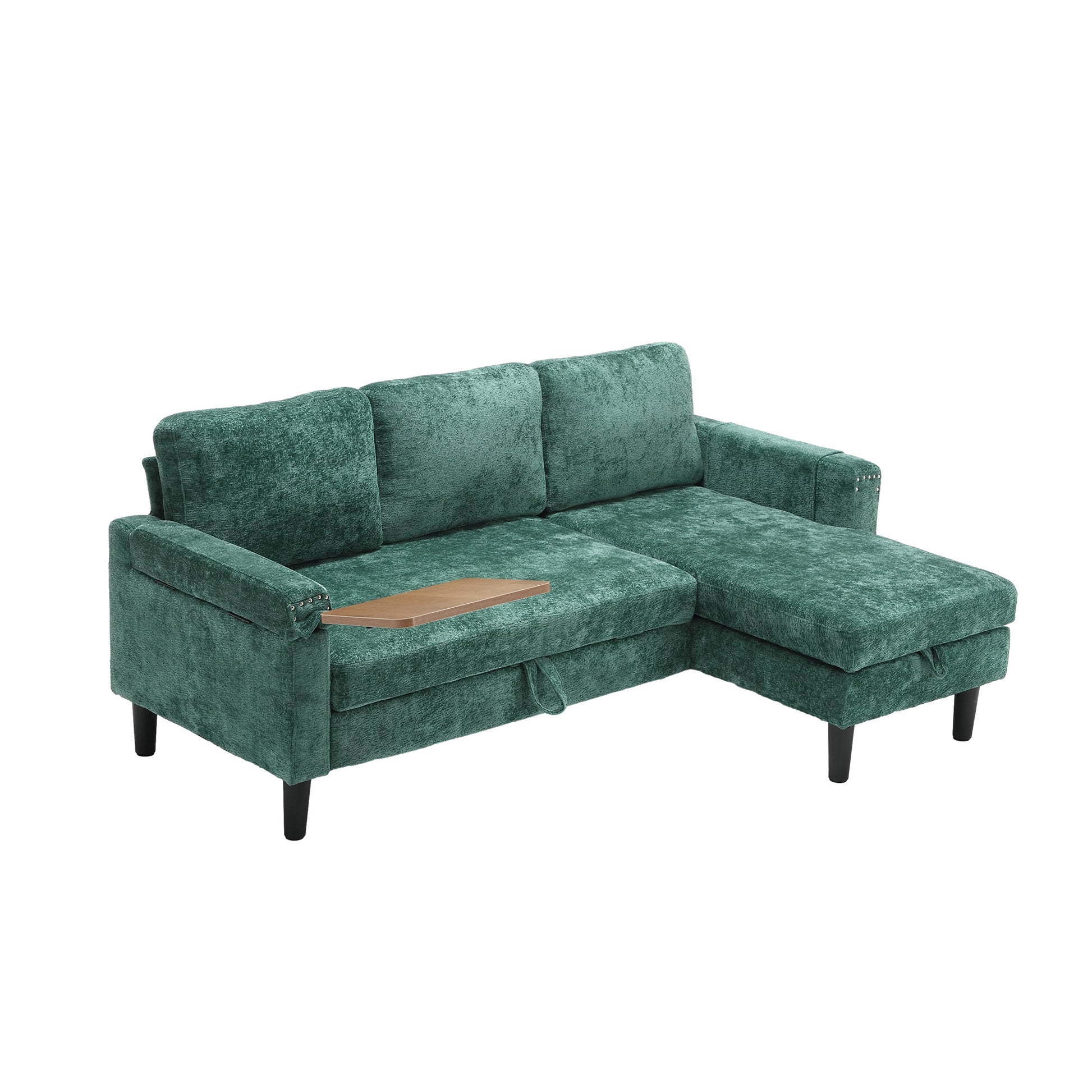 United Sectional Sofa Reversible Sectional Sleeper Sectional Sofa With Storage Chaise Green Chenille