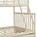 Twin Over Full Bunk Bed With Storage Drawers, Wooden Bunk Bed With Ladder And Safety Guard Rails Cream Full Cream Wood