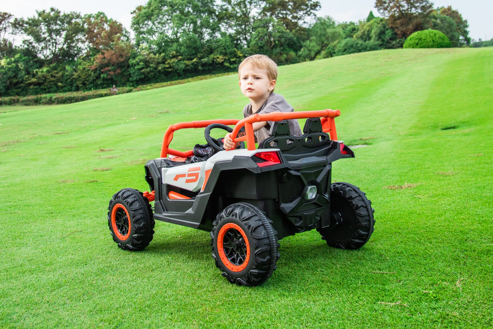 Ride On Car, Kids Electric Utv Car, Tamco Riding Toys For Kids With Remote Control Amazing Gift For 3 6 Years Boys Girls White Light Orange 50 99 Lbs Plastic