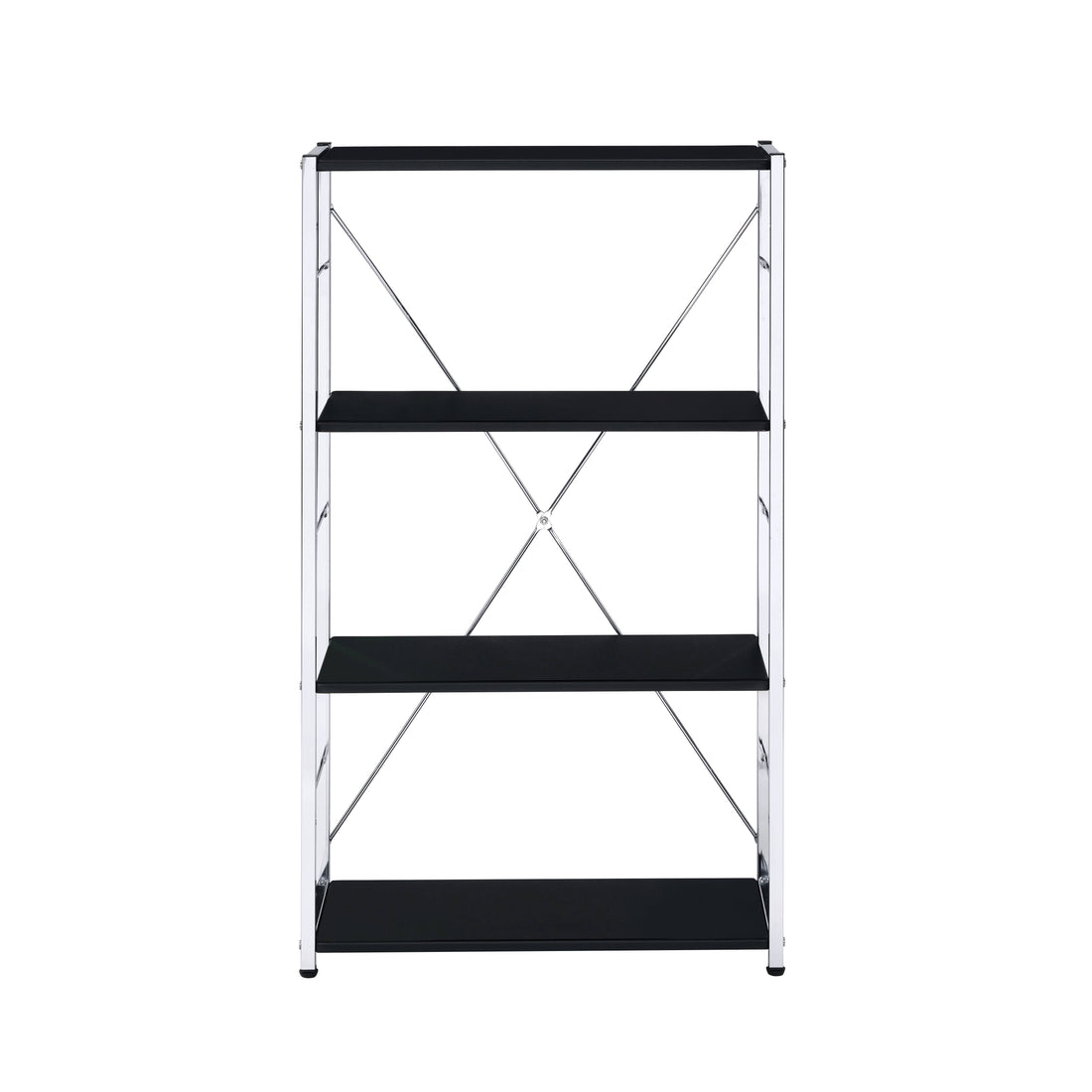 Tennos Black & Chrome Finish Bookshelf Black,Chrome Metal,Synthetic Wood