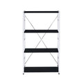 Tennos Black & Chrome Finish Bookshelf Black,Chrome Metal,Synthetic Wood