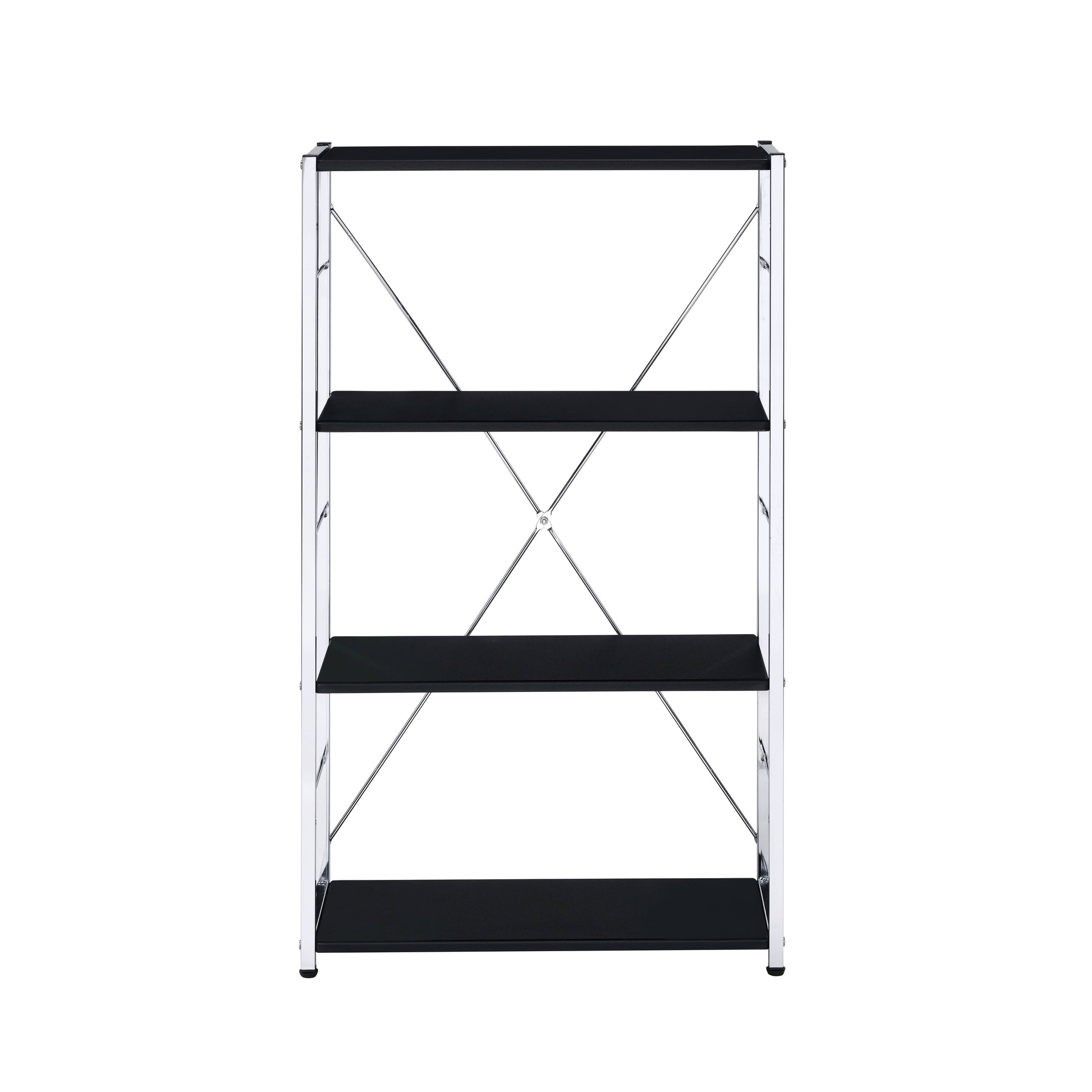 Tennos Black & Chrome Finish Bookshelf Black,Chrome Metal,Synthetic Wood